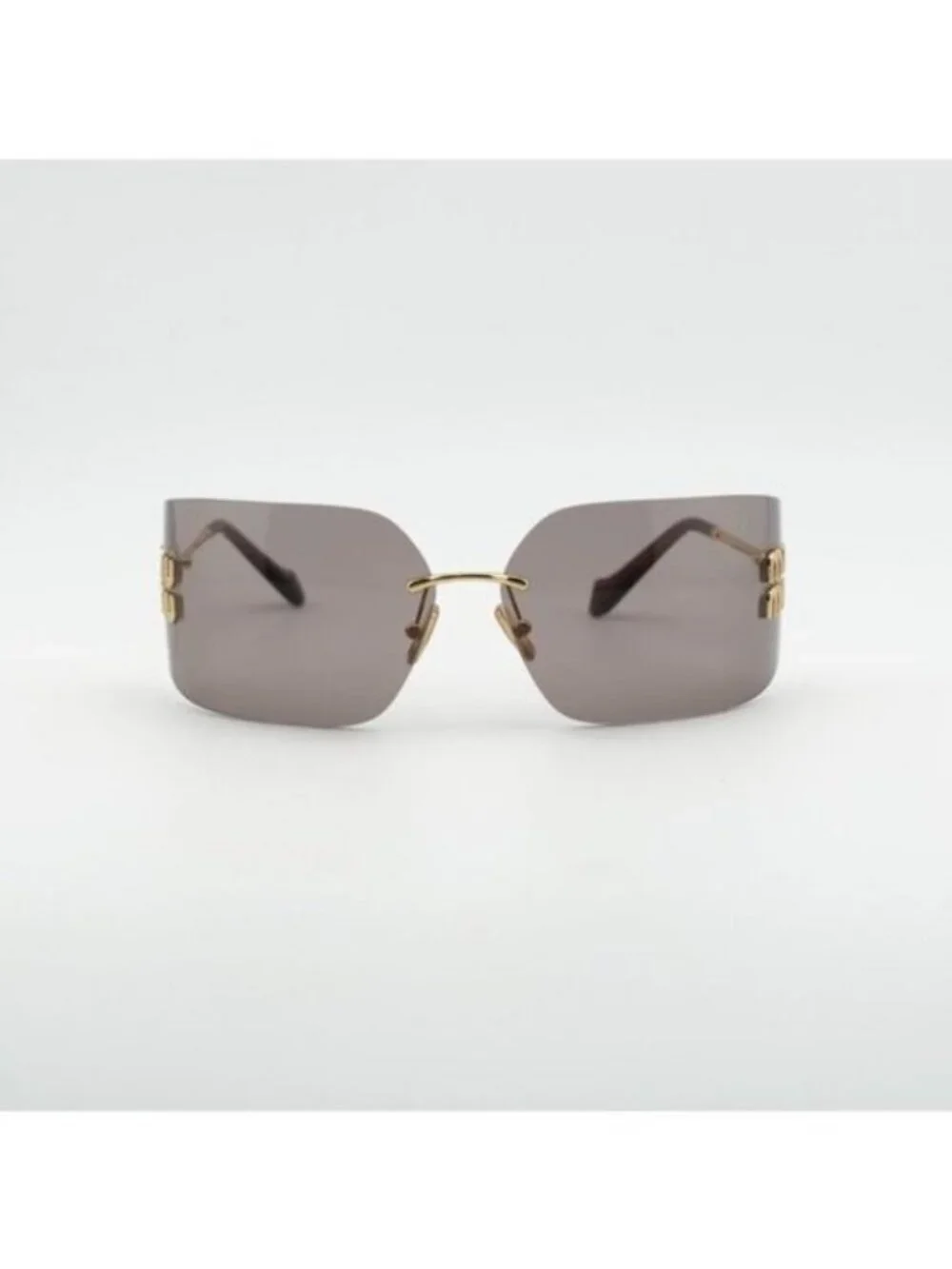 Miu Miu MU54YS 5AK06I Geometric Sunglasses - Gold/Light Purple Brown